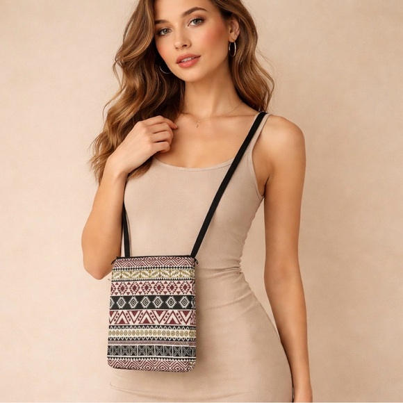 Handbags - Boho Tribal Patterned Crossbody Bag Ethnic Woven Festival Travel Purse Small